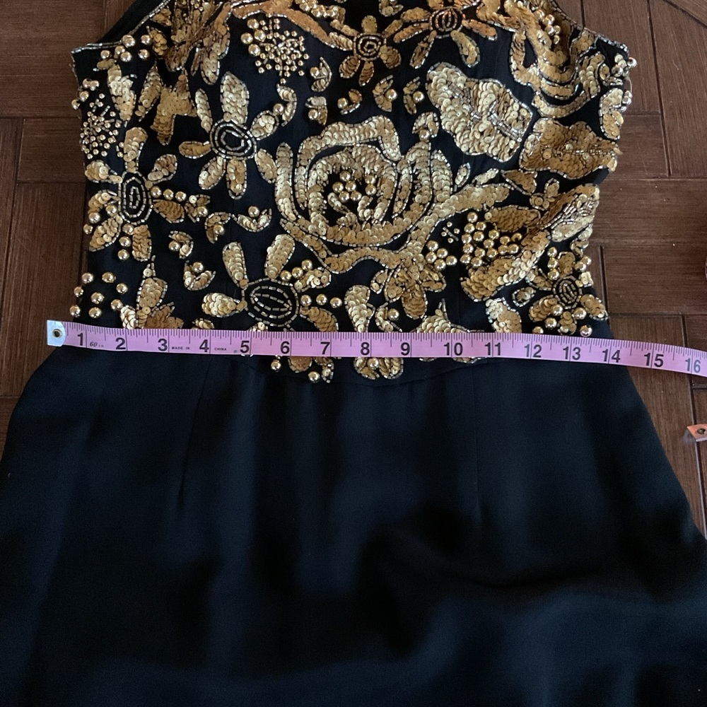 Vintage Alyce Designs Black and Gold Embellished Evening Gown - Picture 8 of 9